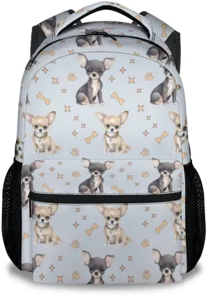 Kids Backpack for School, 17 Inch Colorful Chihuahua Backpacks for Girls, Cute Durable Bookbag for Travel
