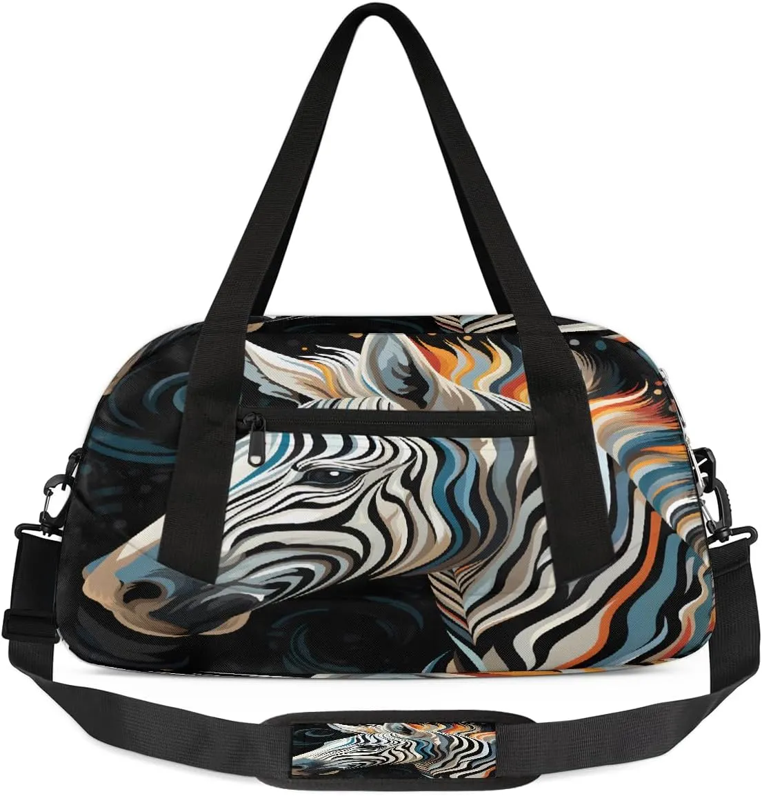Kids Overnighter Duffel Bags for Boys & Girls,Colorful Zebra Wildlife Animal Abstract Art Print Travel Bags for Toddler Weekender Bag Childrens Gym Sports
