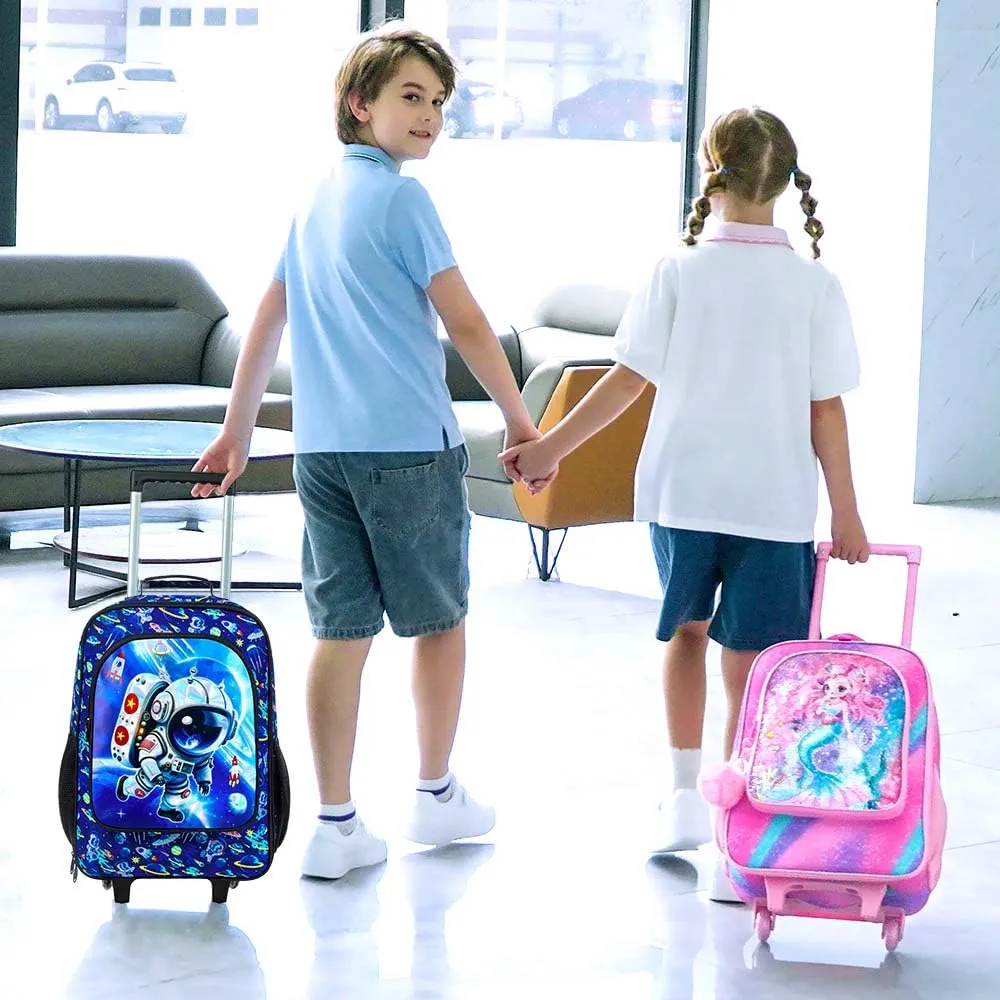 Kids Suitcase for Boys, Astronauts Rolling Luggage with Wheels，Travel Carry on for Children Toddler Elementary