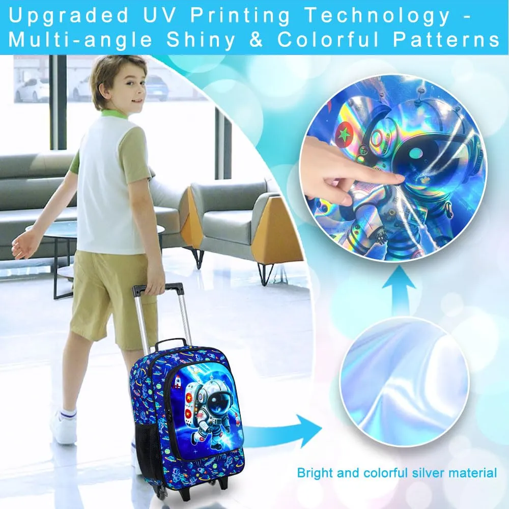 Kids Suitcase for Boys, Astronauts Rolling Luggage with Wheels，Travel Carry on for Children Toddler Elementary