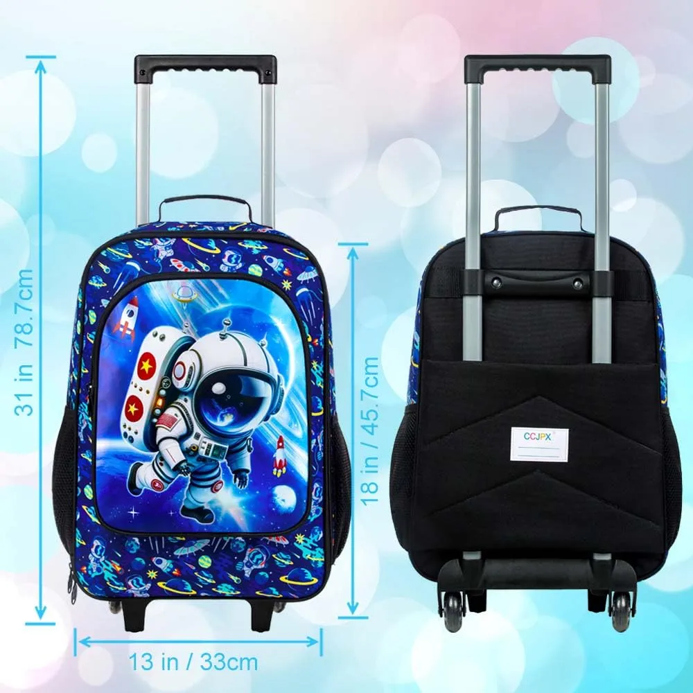 Kids Suitcase for Boys, Astronauts Rolling Luggage with Wheels，Travel Carry on for Children Toddler Elementary