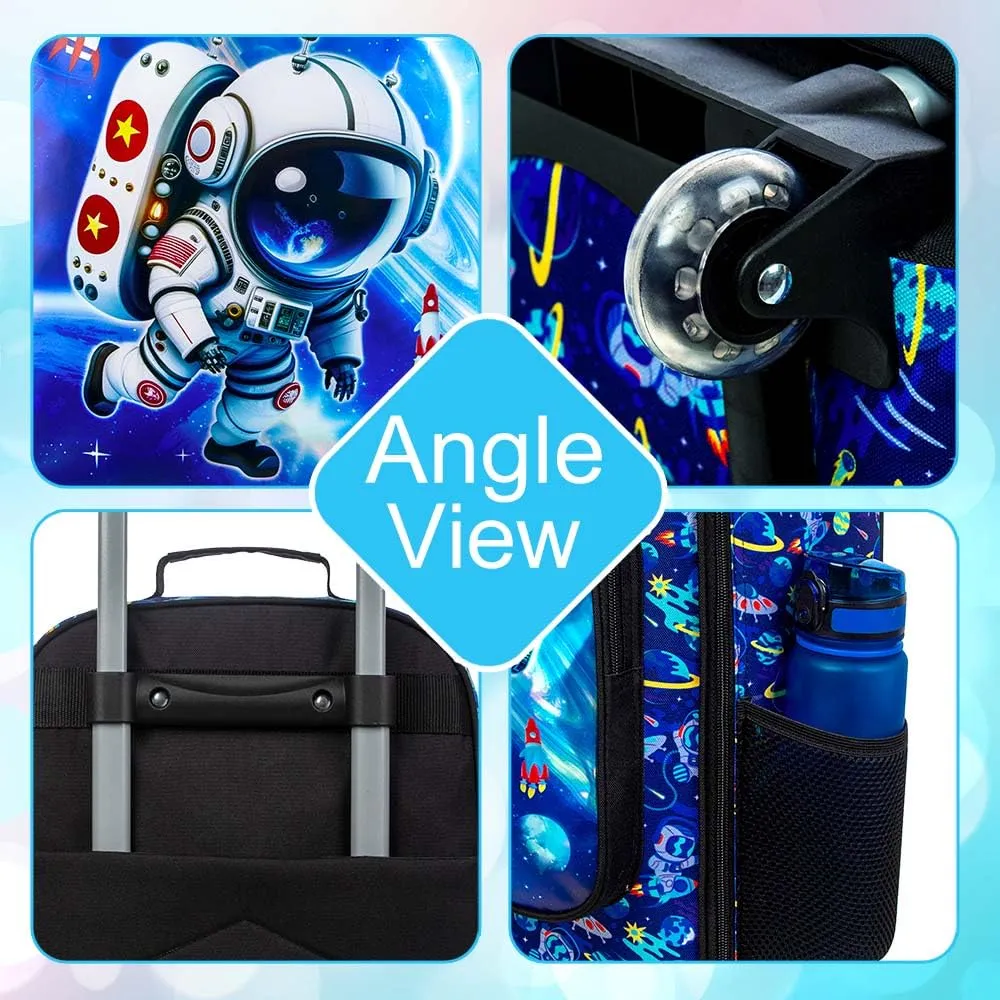Kids Suitcase for Boys, Astronauts Rolling Luggage with Wheels，Travel Carry on for Children Toddler Elementary