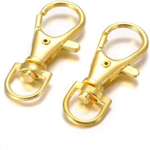 KISSITTY 20pcs Golden Swivel Clasps Metal Lanyard Snap Hook Lobster Claw Clasps for Lanyard and Sewing Projects 35x13mm 1.38x0.51inch