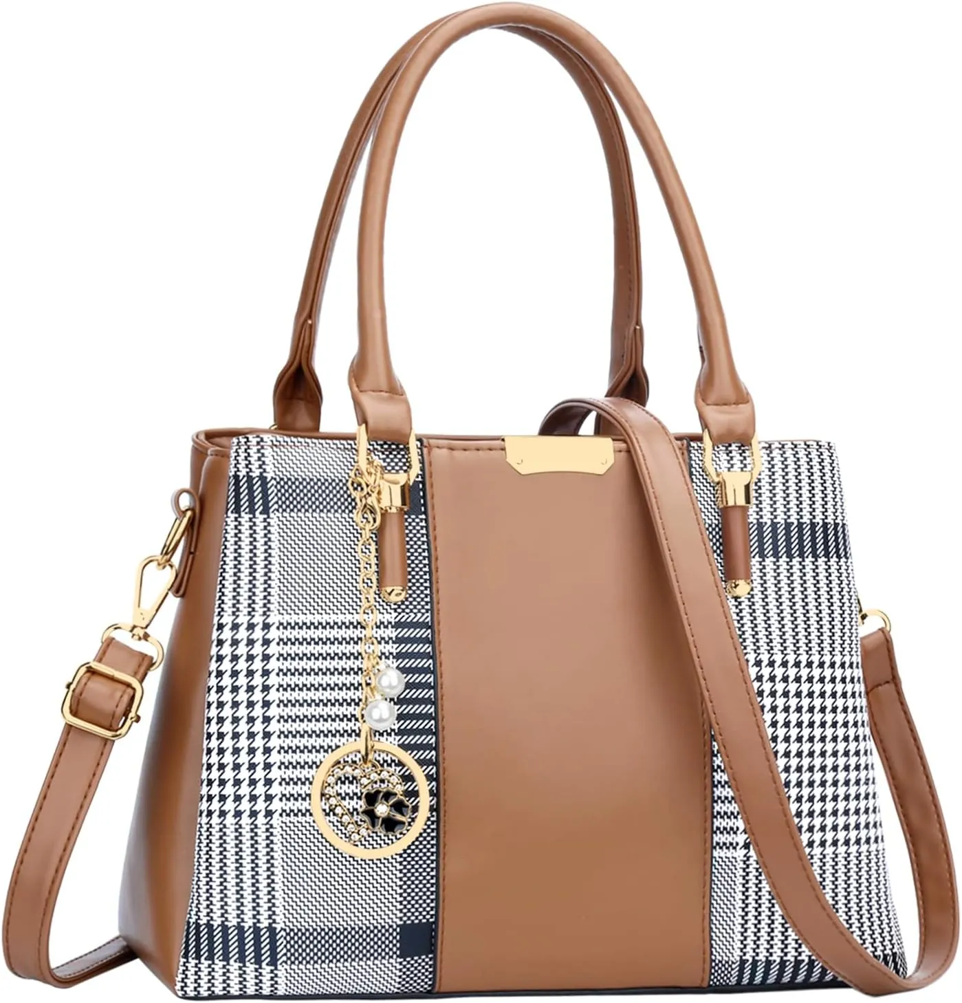 KKXIU 3 Zippered Compartments Purses and Handbags for Women Top Handle Satchel Shoulder Ladies Bags