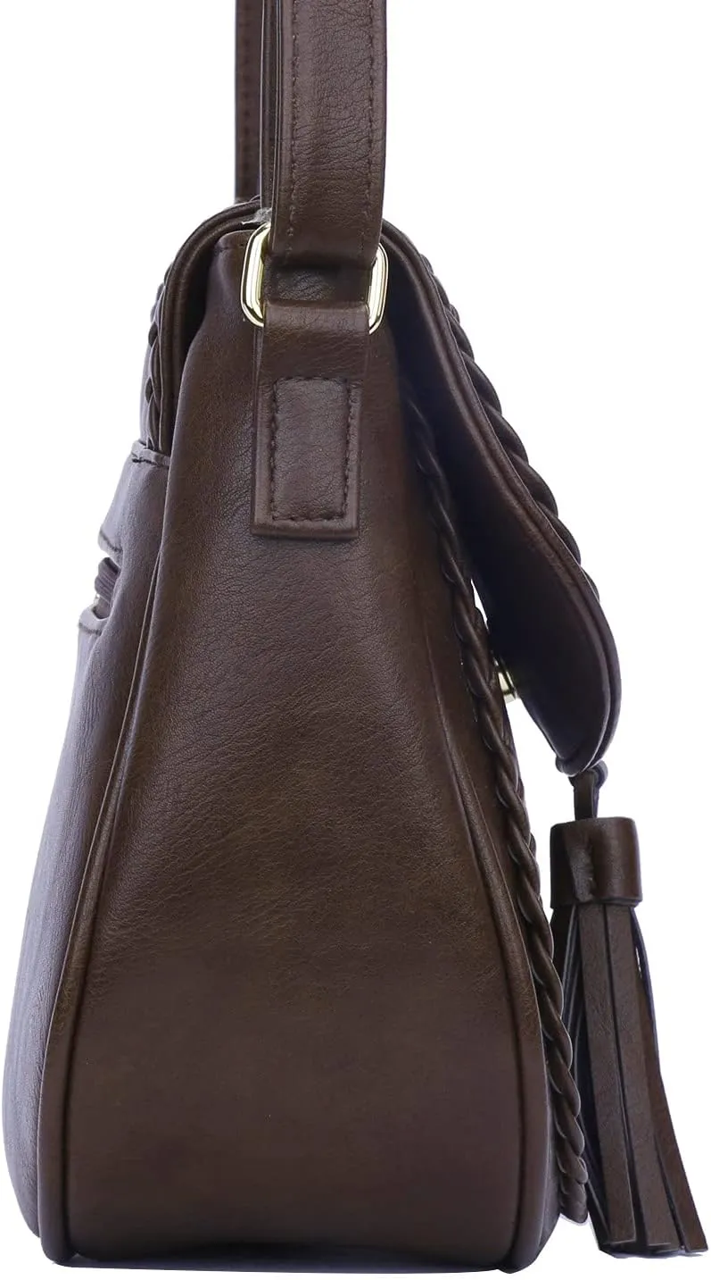 KKXIU Casual Flap Saddle Crossbody Bags for Women Purses and Handbags with Tassel