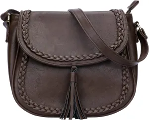 KKXIU Casual Flap Saddle Crossbody Bags for Women Purses and Handbags with Tassel