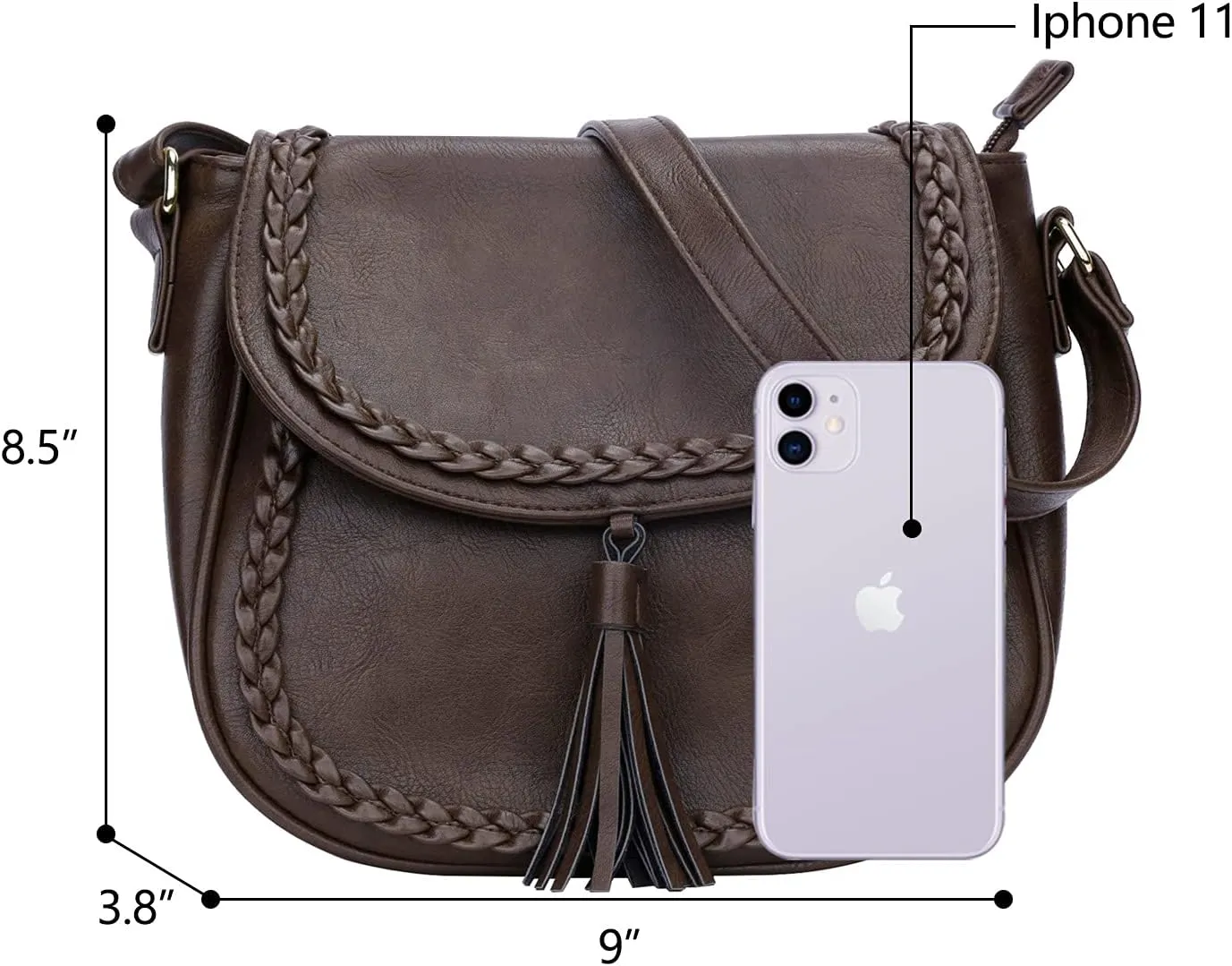KKXIU Casual Flap Saddle Crossbody Bags for Women Purses and Handbags with Tassel