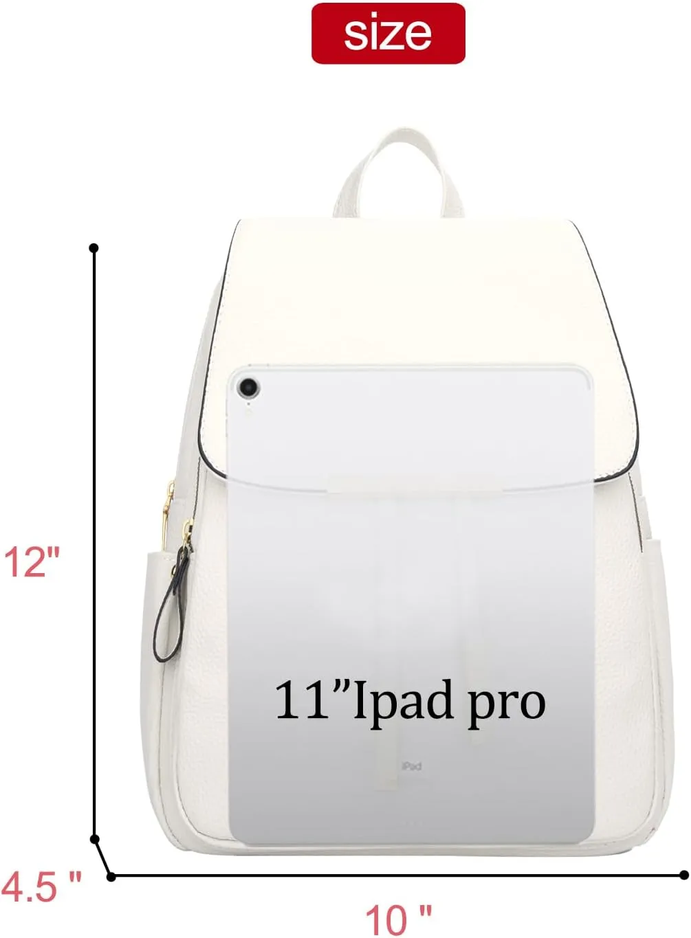 KKXIU Trendy Leather Backpack Purse for Women and Ladies Shoulder Travel Daypacks Bags (A-White)