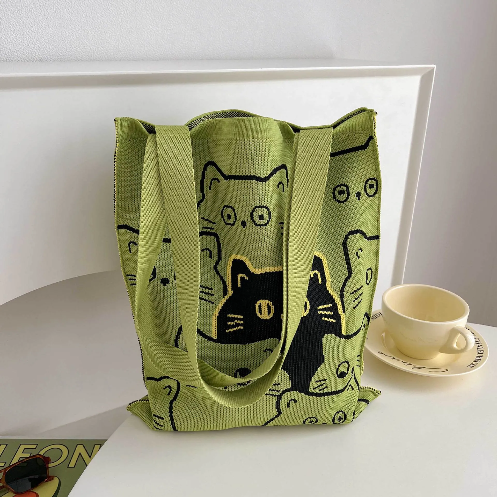 Knitted Korean Big Fashion Simple Cat Shoulder Bags