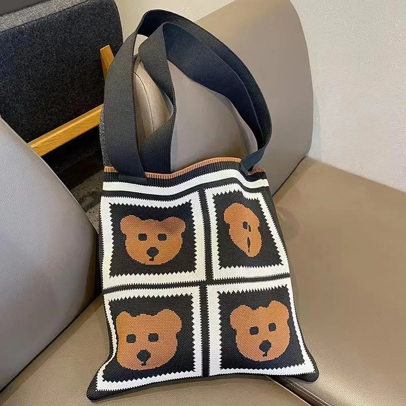 Knitted Korean Big Fashion Simple Cat Shoulder Bags