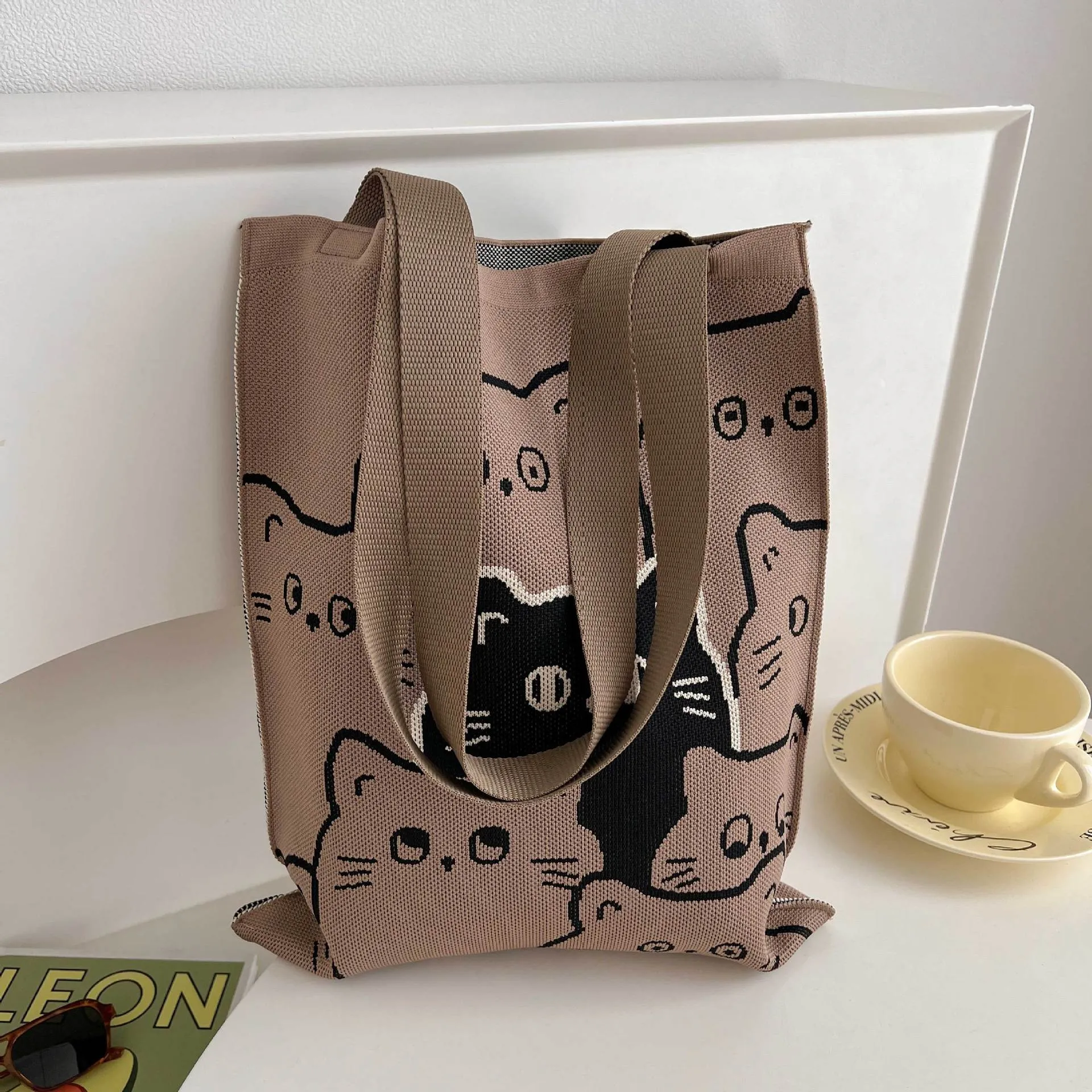 Knitted Korean Big Fashion Simple Cat Shoulder Bags