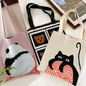 Knitted Korean Big Fashion Simple Cat Shoulder Bags
