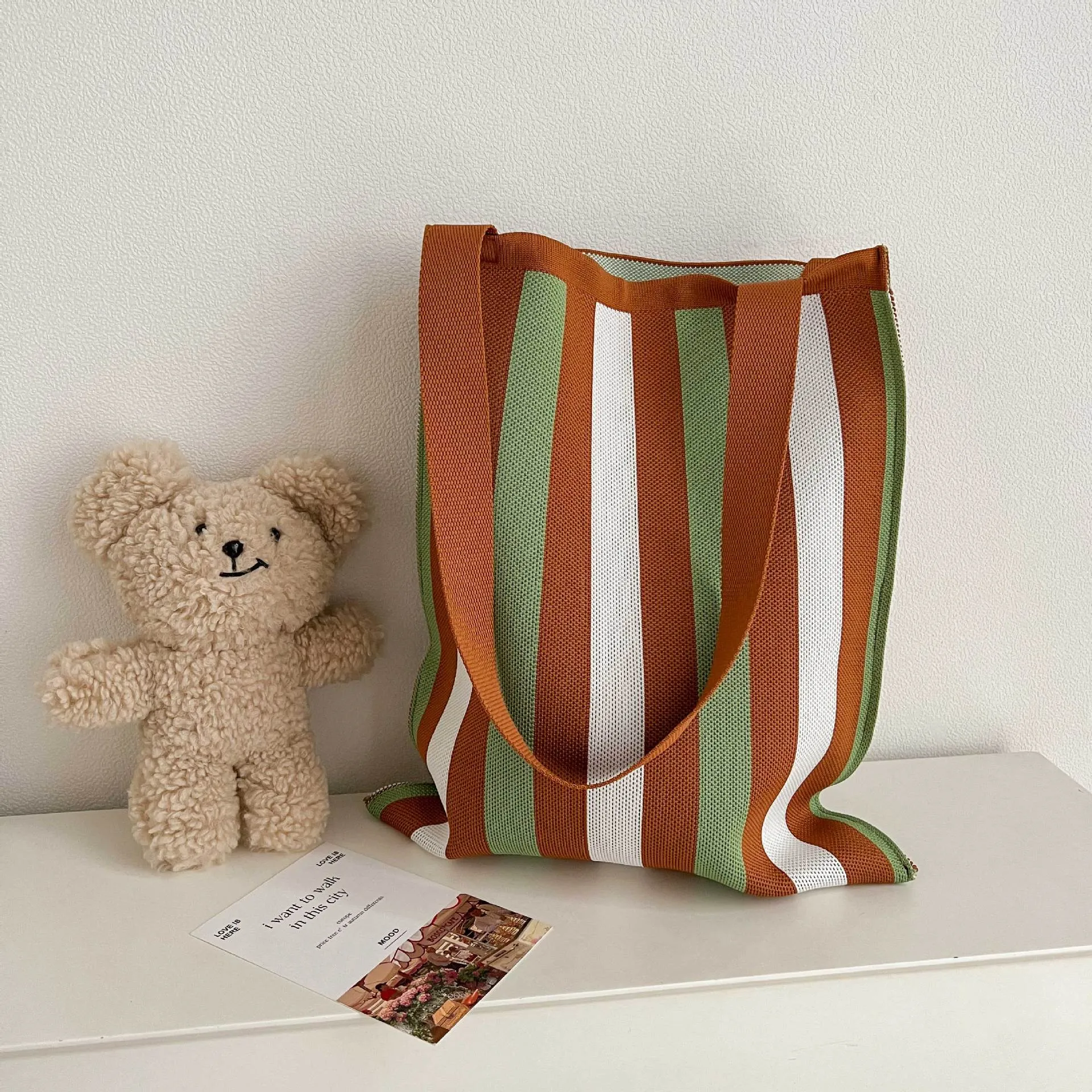 Knitted Korean Big Fashion Simple Cat Shoulder Bags