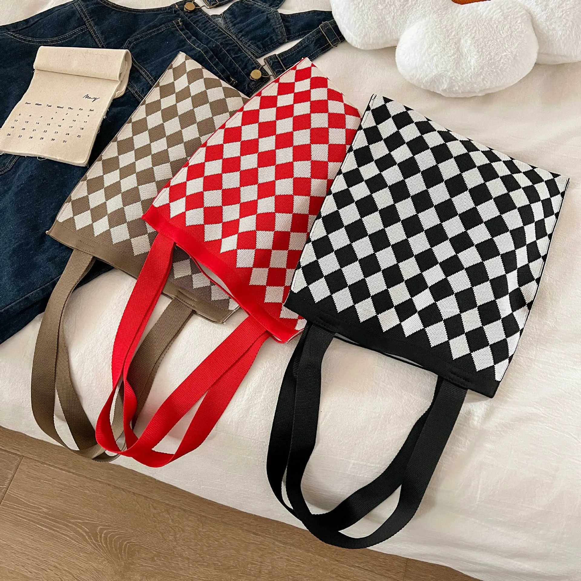 Knitted Korean Big Fashion Simple Cat Shoulder Bags
