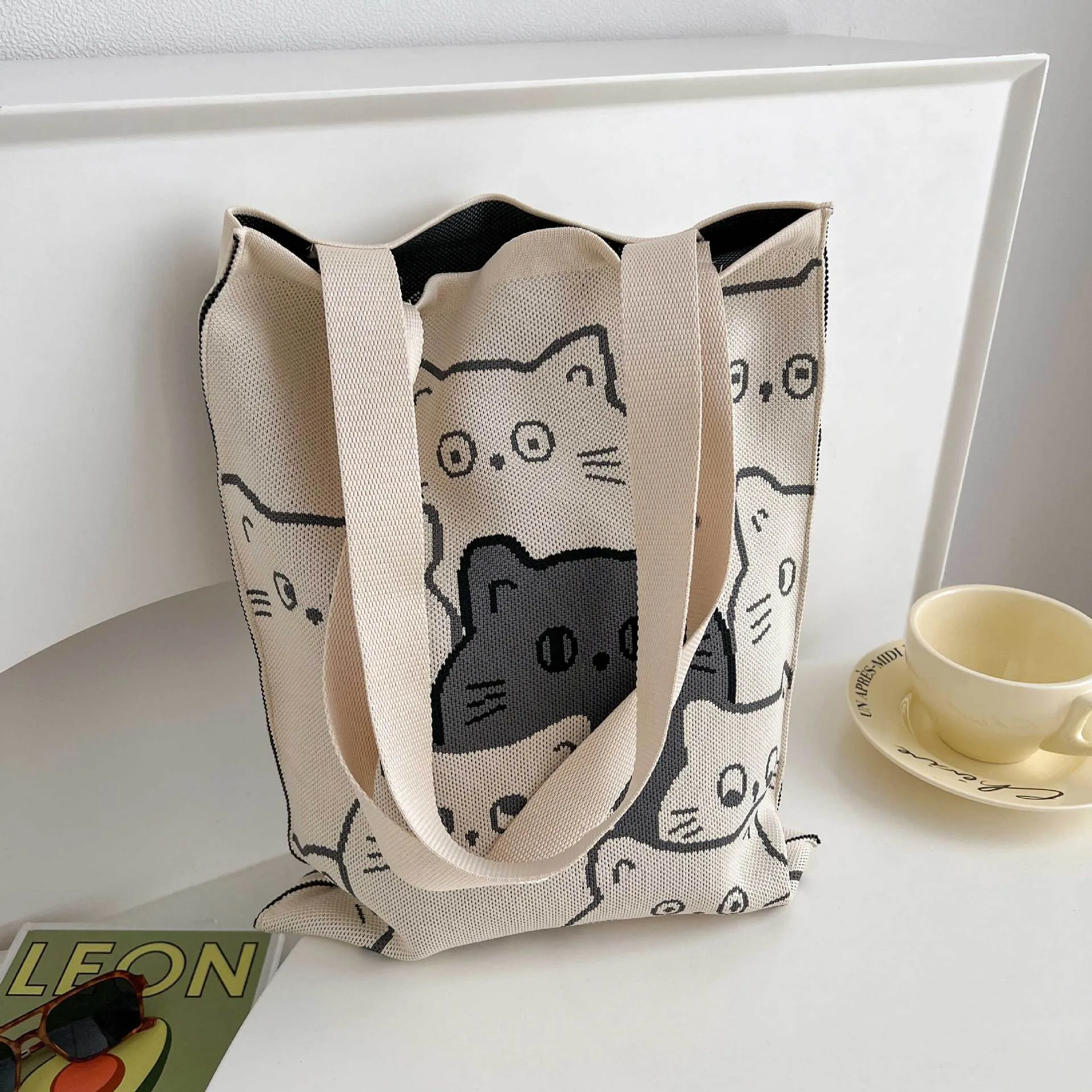 Knitted Korean Big Fashion Simple Cat Shoulder Bags