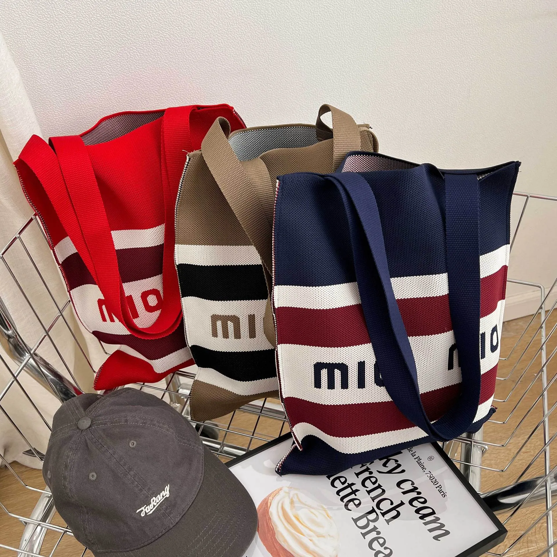 Knitted Korean Big Fashion Simple Cat Shoulder Bags