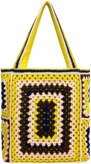 Knitted Shouder Bags for Women Crochet Handbag Colorful Summer Totes Oversized Woven Top Handle Purse