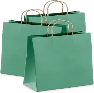 Kraft Paper Bags with Handles 16 x 6 x 12, Teal Paper Gift Bags with Handles 25, Durable and Reusable Paper Shopping Bags for Business, Lightweight Stylish Party Favor Bags