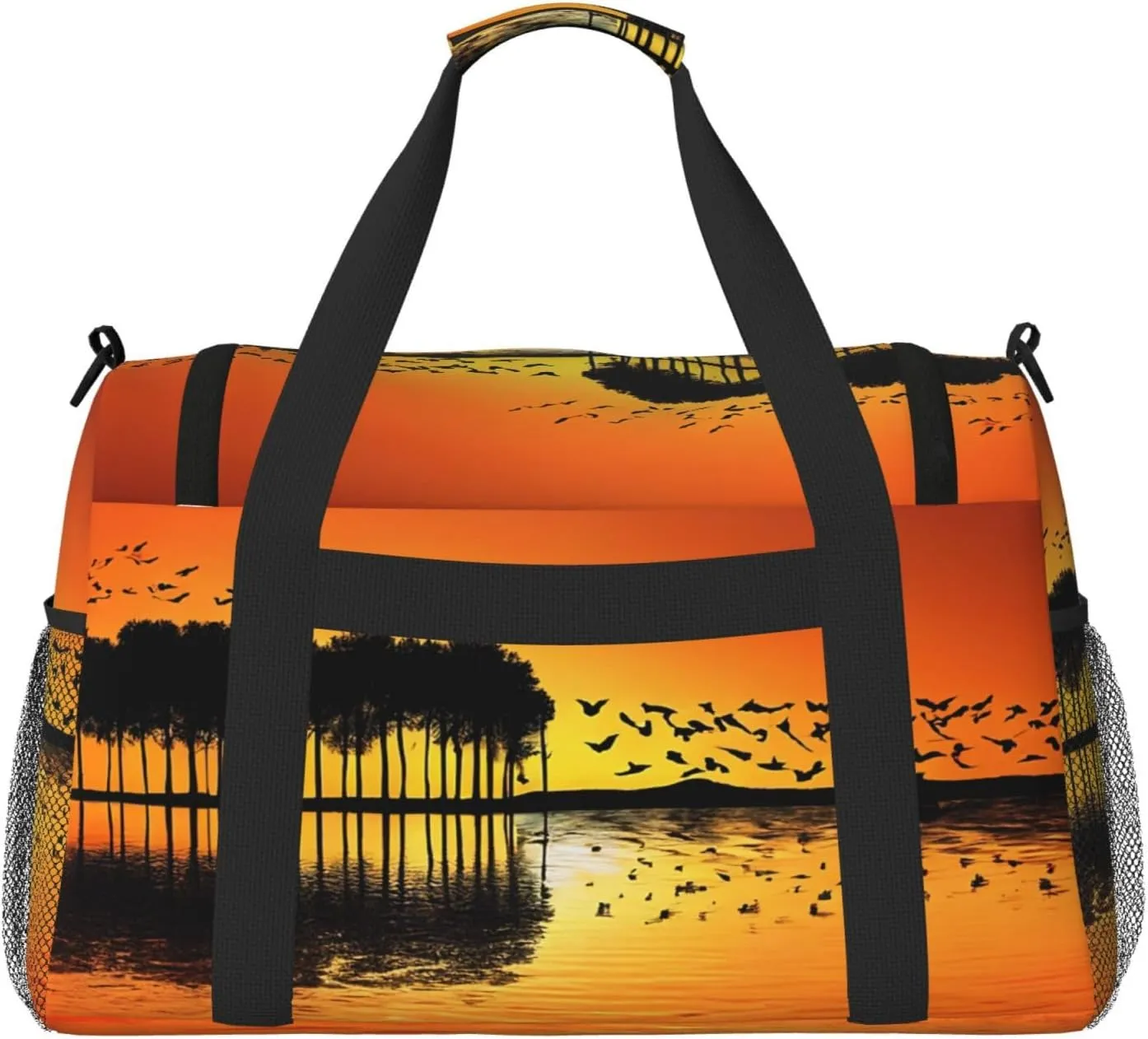 Lake Guitar Reflection Durable Portable Crossbody Travel Bag, A Good Companion For Long-Distance Travel