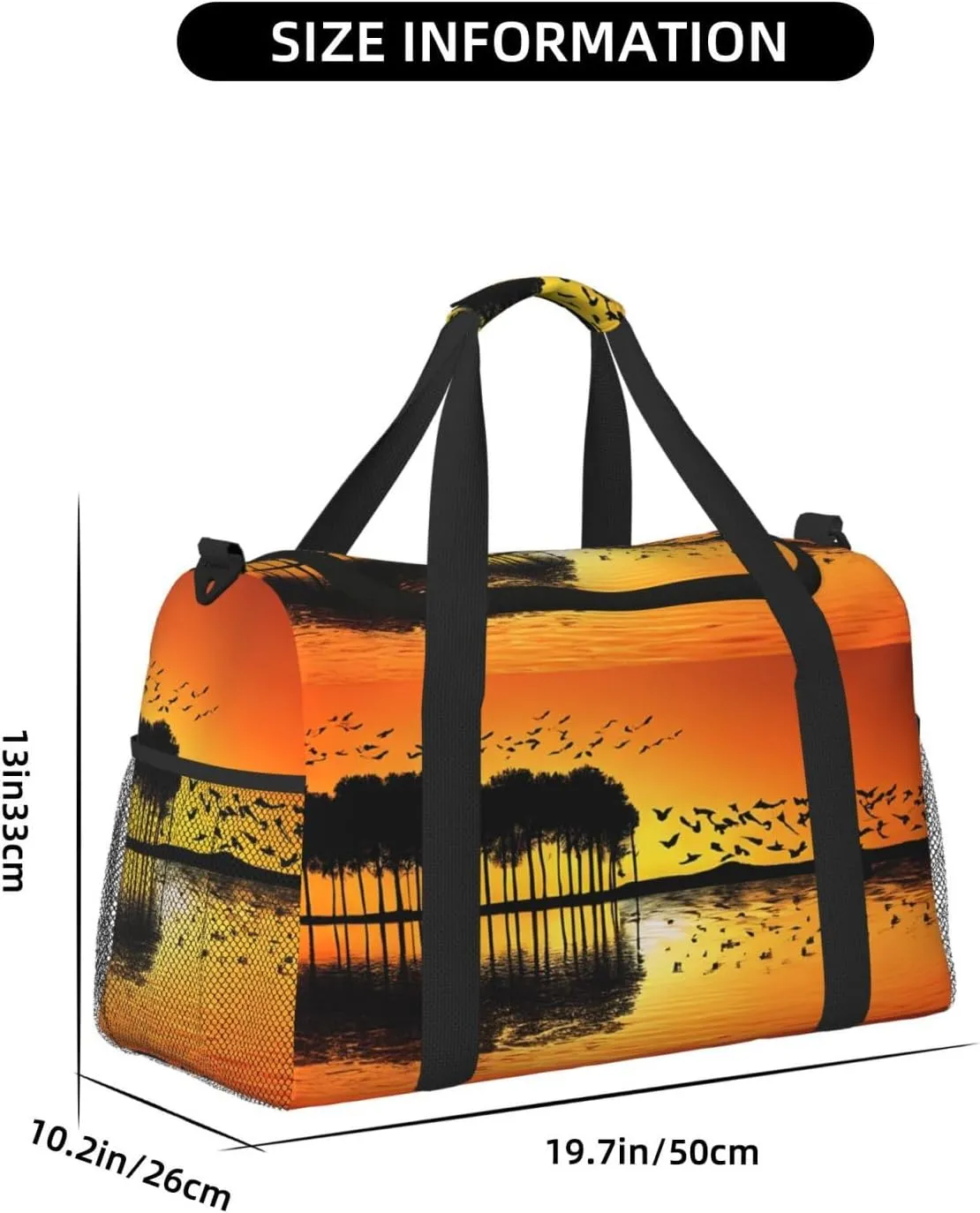 Lake Guitar Reflection Durable Portable Crossbody Travel Bag, A Good Companion For Long-Distance Travel