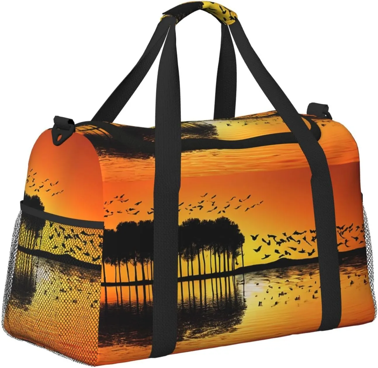 Lake Guitar Reflection Durable Portable Crossbody Travel Bag, A Good Companion For Long-Distance Travel