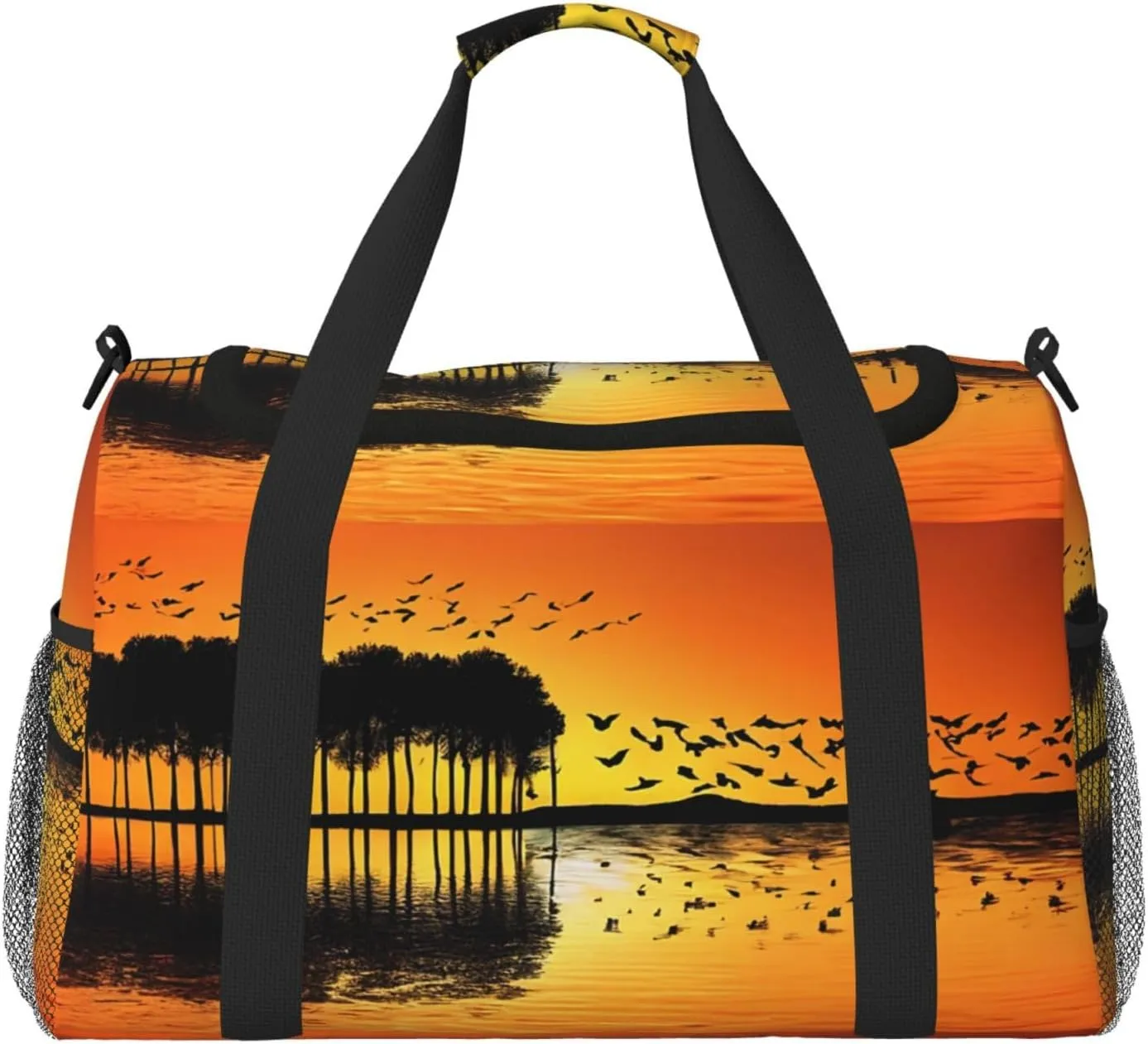 Lake Guitar Reflection Durable Portable Crossbody Travel Bag, A Good Companion For Long-Distance Travel