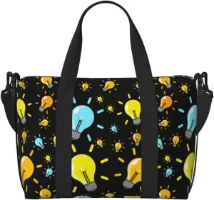 Laptop Tote Bag for Women Work - colorful Light Bulb Pattern Gym Bag for Women Men, Crossbody Travel Bags for Women Men Carry On, Weekender Bags for Women Travel