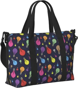 Laptop Tote Bag for Women Work - Light Bulb colorful Gym Bag for Women Men, Personal Item Crossbody Travel Bags Carry On, Overnight Weekender Bags for Women Travel