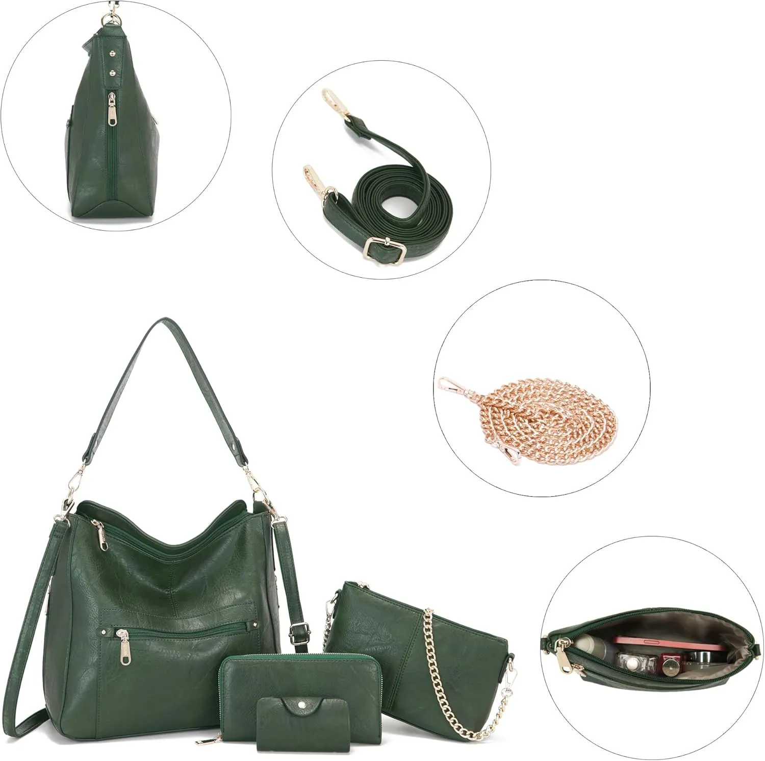 Large Crossbody Purses Set For Women Shoulder Tote Handbags Ladies Hobo Bags With Matching Wallet 4PCS