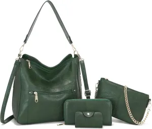 Large Crossbody Purses Set For Women Shoulder Tote Handbags Ladies Hobo Bags With Matching Wallet 4PCS