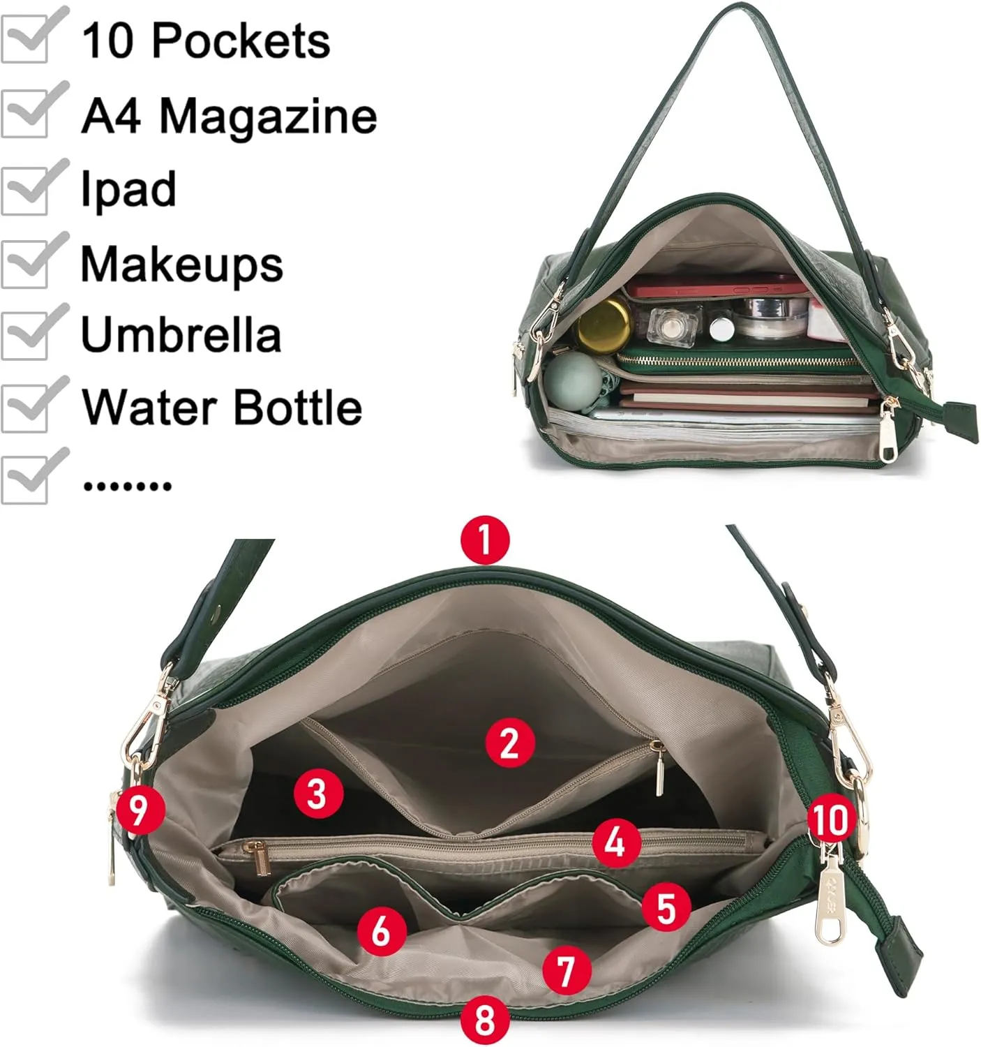 Large Crossbody Purses Set For Women Shoulder Tote Handbags Ladies Hobo Bags With Matching Wallet 4PCS