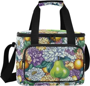 Large Lunch Bag Flower Pear Colorful Insulated Cooler Box For Women Men Picnic Camping Beach Handbag 24-Can (18L)