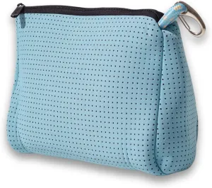 Large Makeup Bag with Zipper - Waterproof Neoprene Cosmetic Bag 7.7 x 10.75 x 5 inches - Pouch Sky Blue