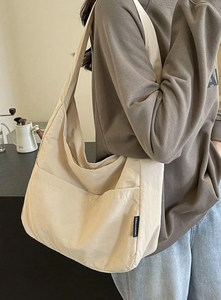 Large Tote Bag For Women Nylon Shoulder Bags For Women Simple Crescent Bag Sling Bag Purses College Travel Outdoor