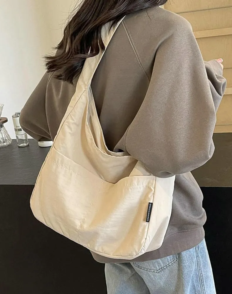 Large Tote Bag For Women Nylon Shoulder Bags For Women Simple Crescent Bag Sling Bag Purses College Travel Outdoor