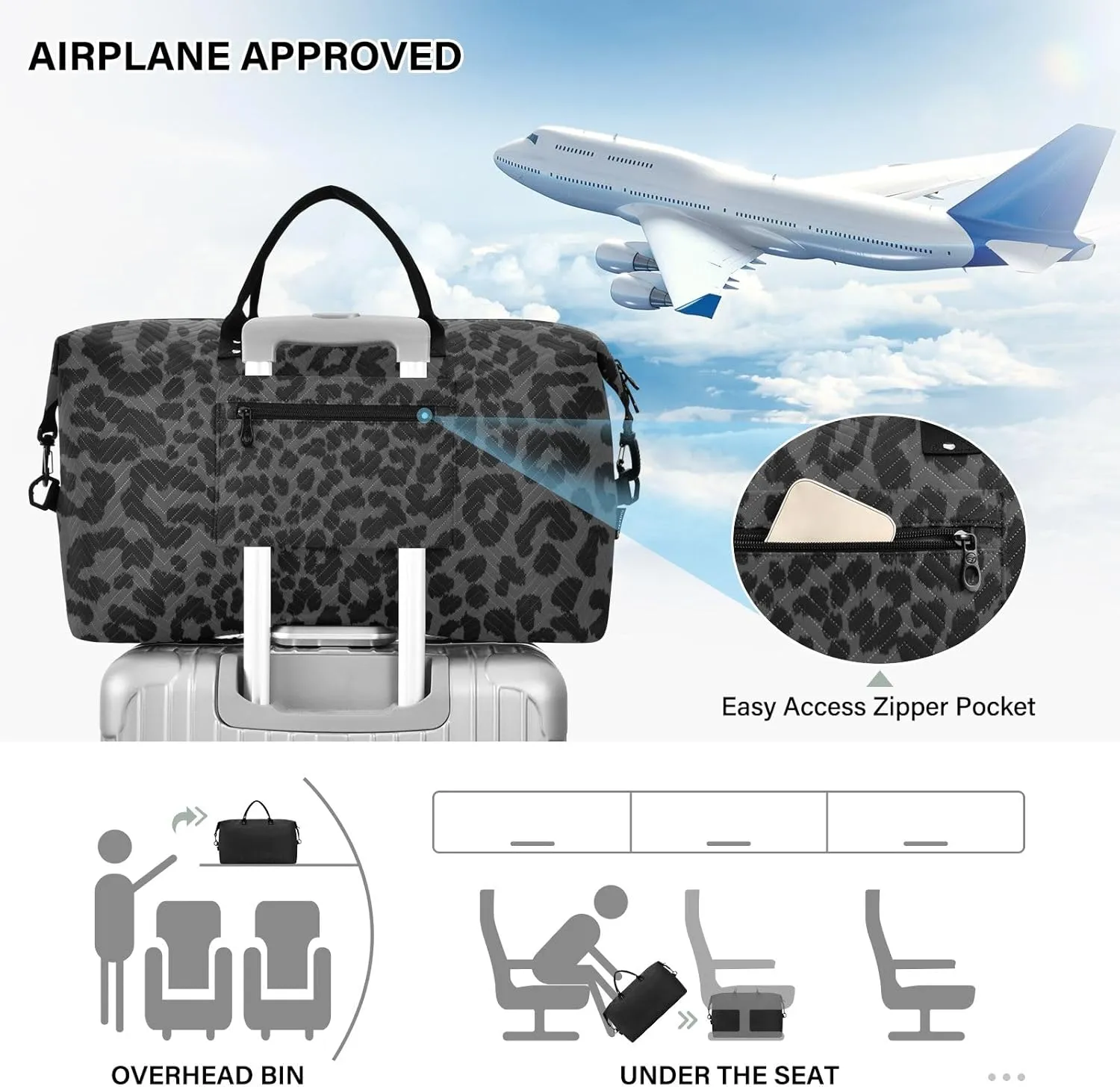 Large Travel Duffel Bag Sports Tote Gym Bag Overnight Weekender Bags Golden Bee Queen Crown Pattern Carry On Luggage