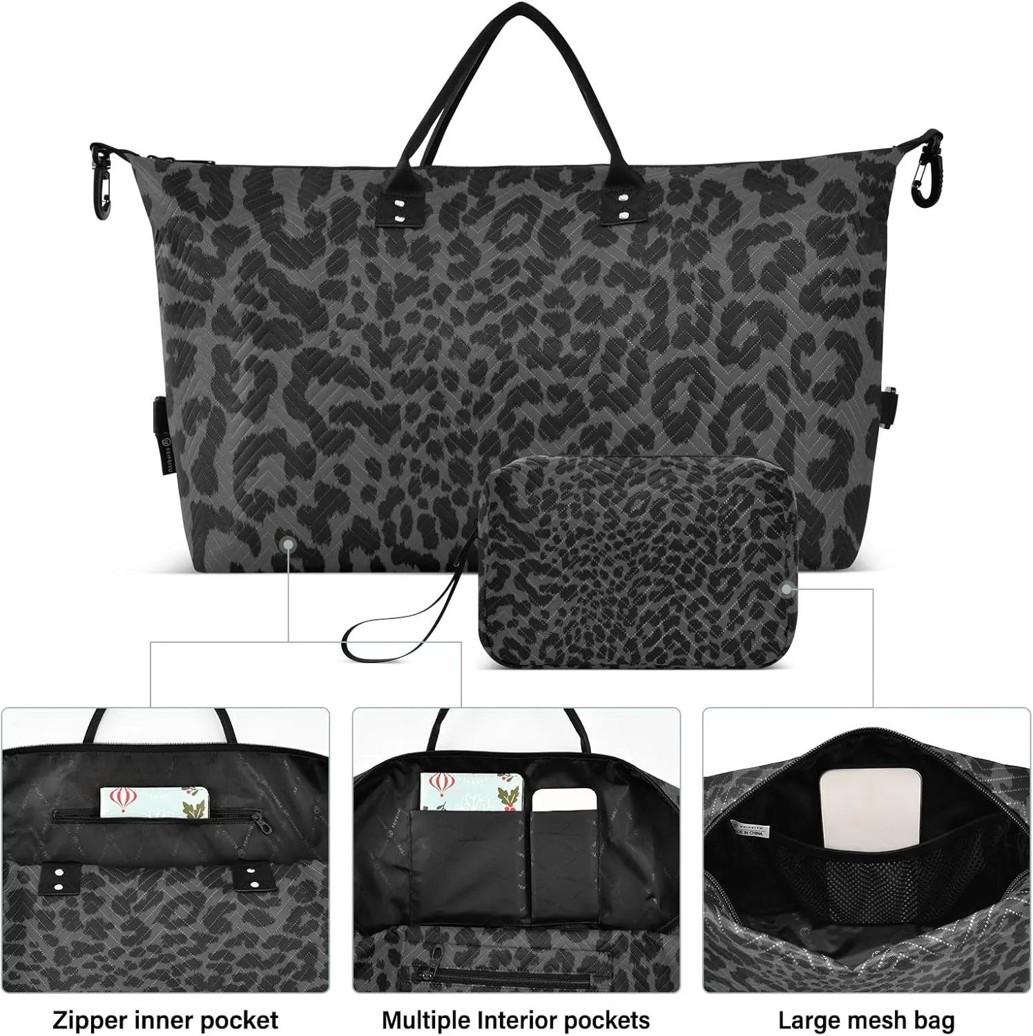 Large Travel Duffel Bag Sports Tote Gym Bag Overnight Weekender Bags Golden Bee Queen Crown Pattern Carry On Luggage