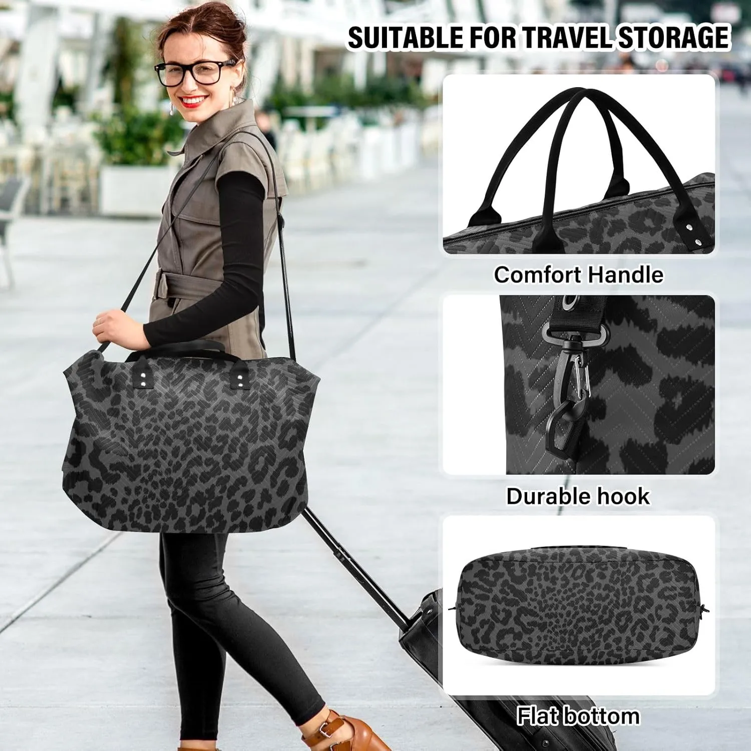 Large Travel Duffel Bag Sports Tote Gym Bag Overnight Weekender Bags Golden Bee Queen Crown Pattern Carry On Luggage