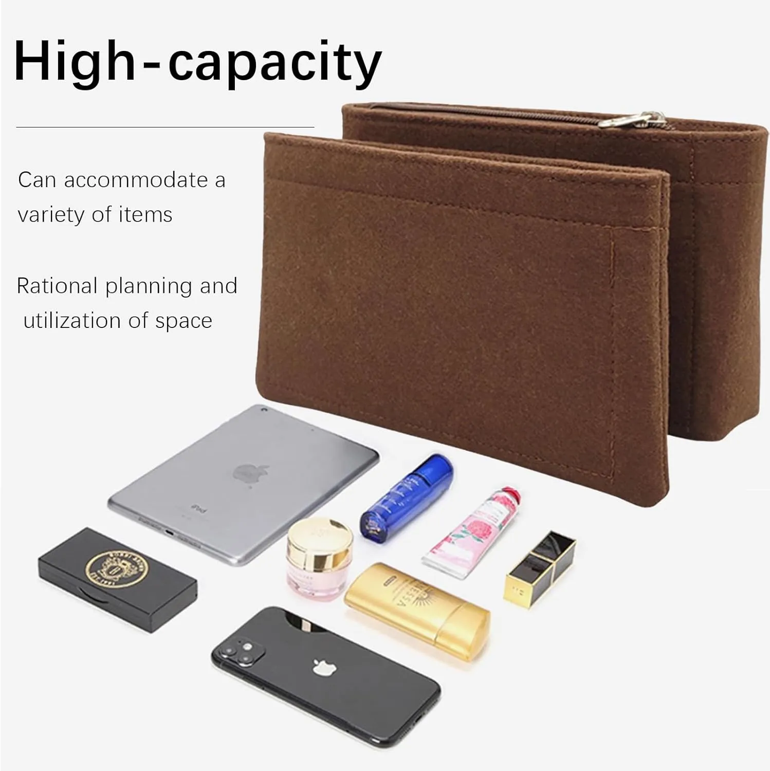 Lckaey bag Organizer insert for pochette métis in All Departments inserts Pochette Tote handbag insert Y068-coffee