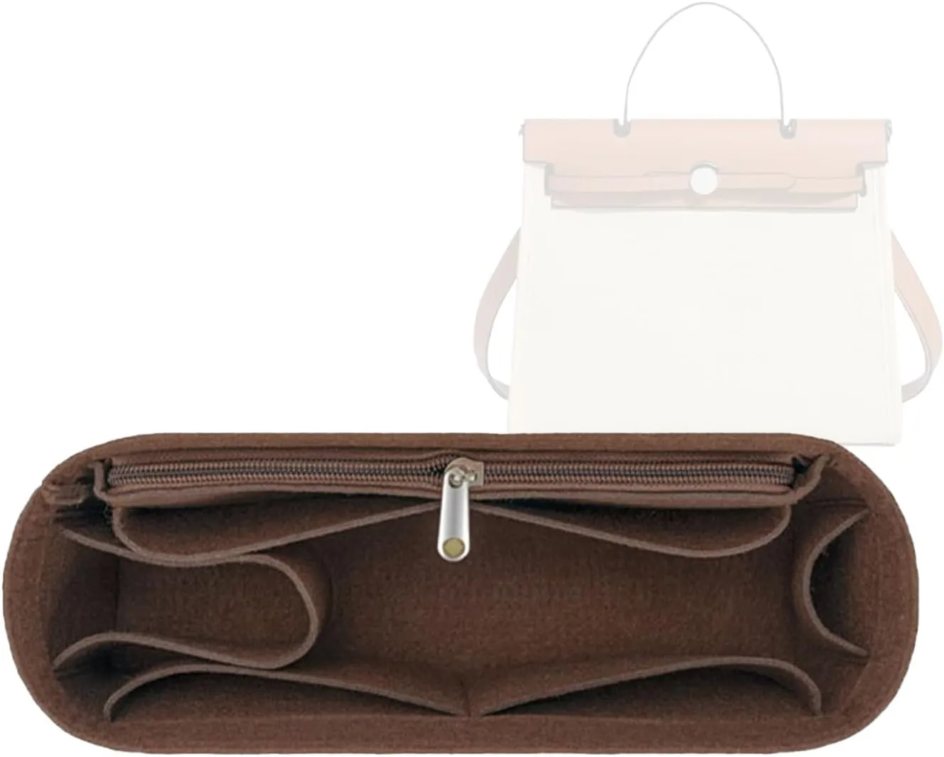 Lckaey Purse Organizer for Hermes Herbag 31 and 39, Bag Insert for Women, Felt Organizer Y093coffee-37.5