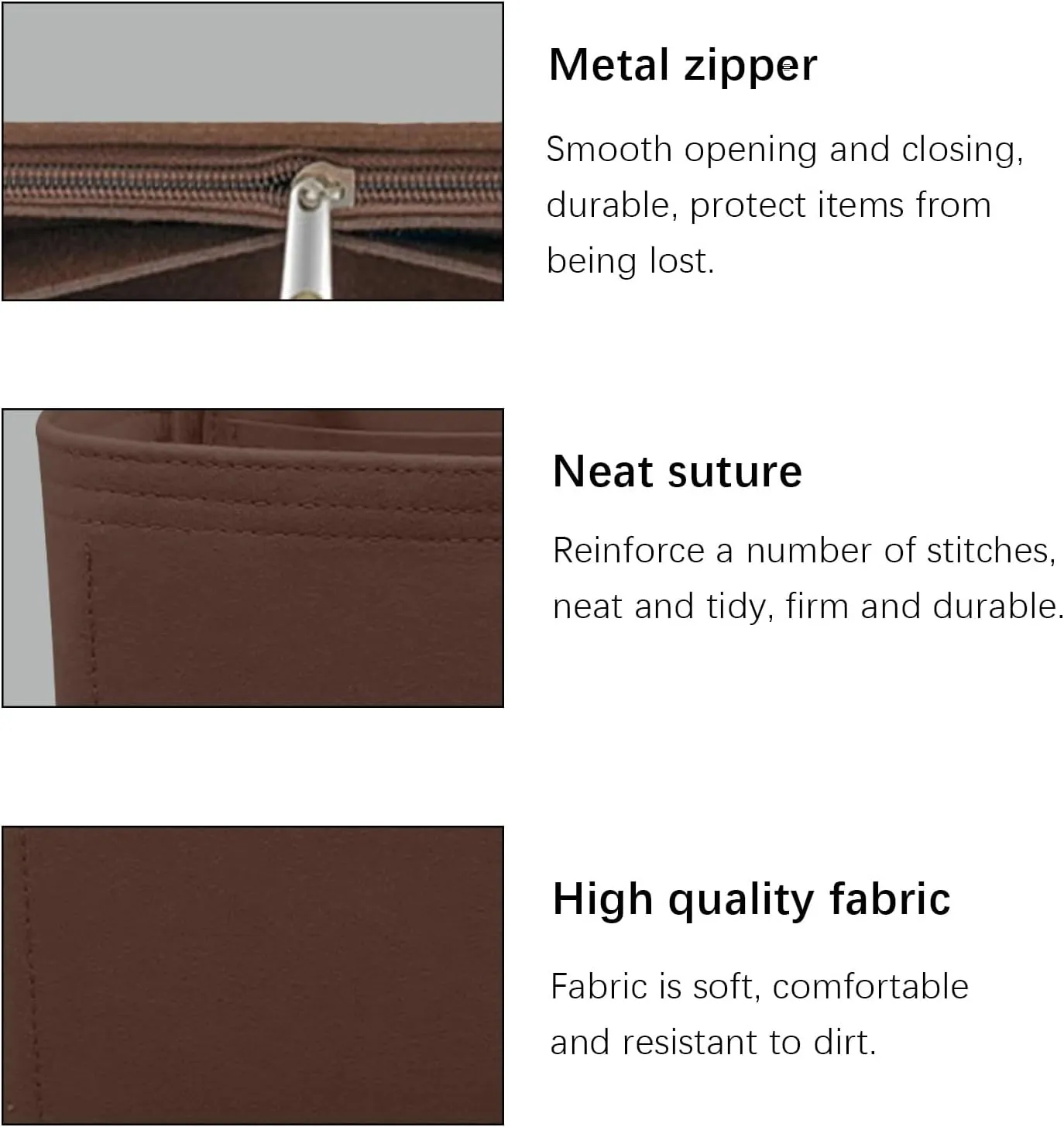 Lckaey Purse Organizer for Hermes Herbag 31 and 39, Bag Insert for Women, Felt Organizer Y093coffee-37.5