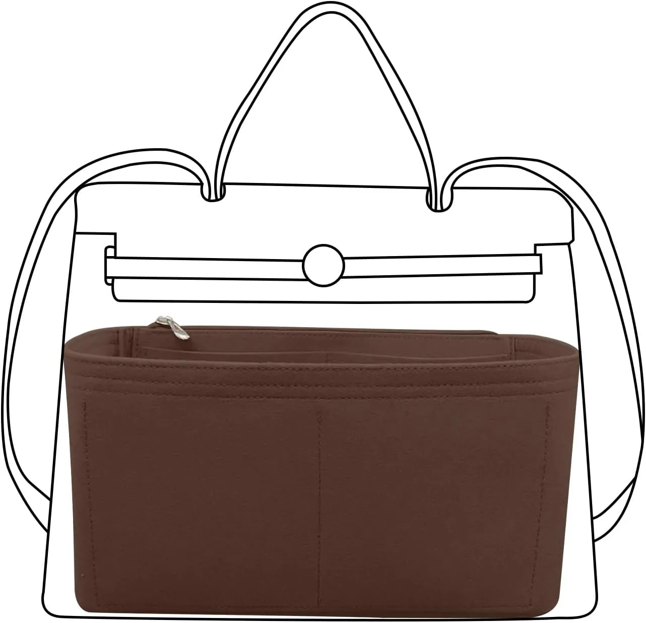 Lckaey Purse Organizer for Hermes Herbag 31 and 39, Bag Insert for Women, Felt Organizer Y093coffee-37.5