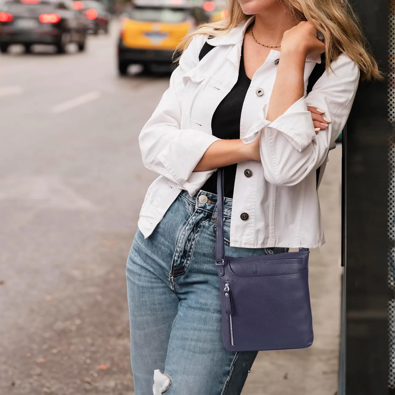 Leather Crossbody Bags for Women - Ladies Sling Handbags - Medium Cross body Purses Handbags - Purses For Women