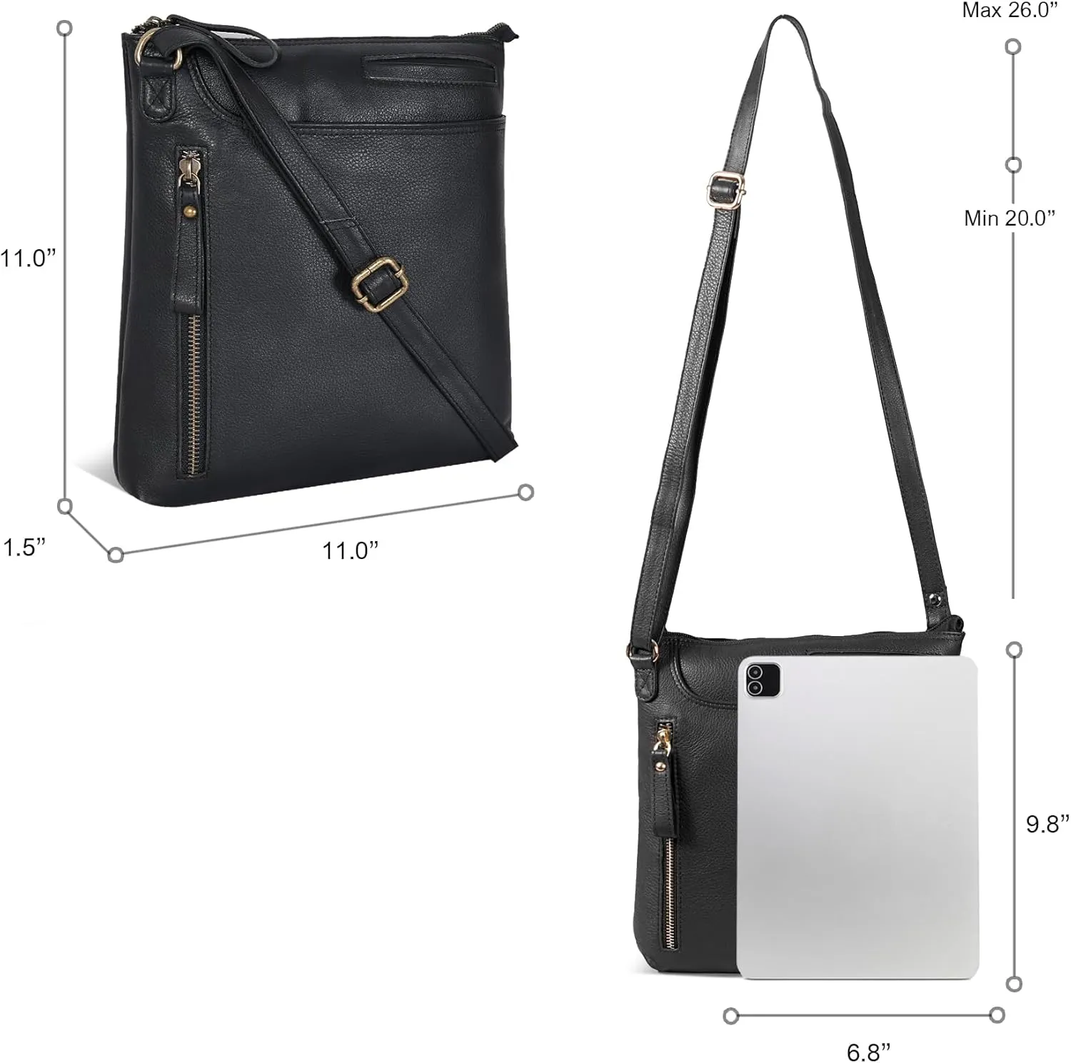 Leather Crossbody Bags for Women - Ladies Sling Handbags - Medium Cross body Purses Handbags - Purses For Women