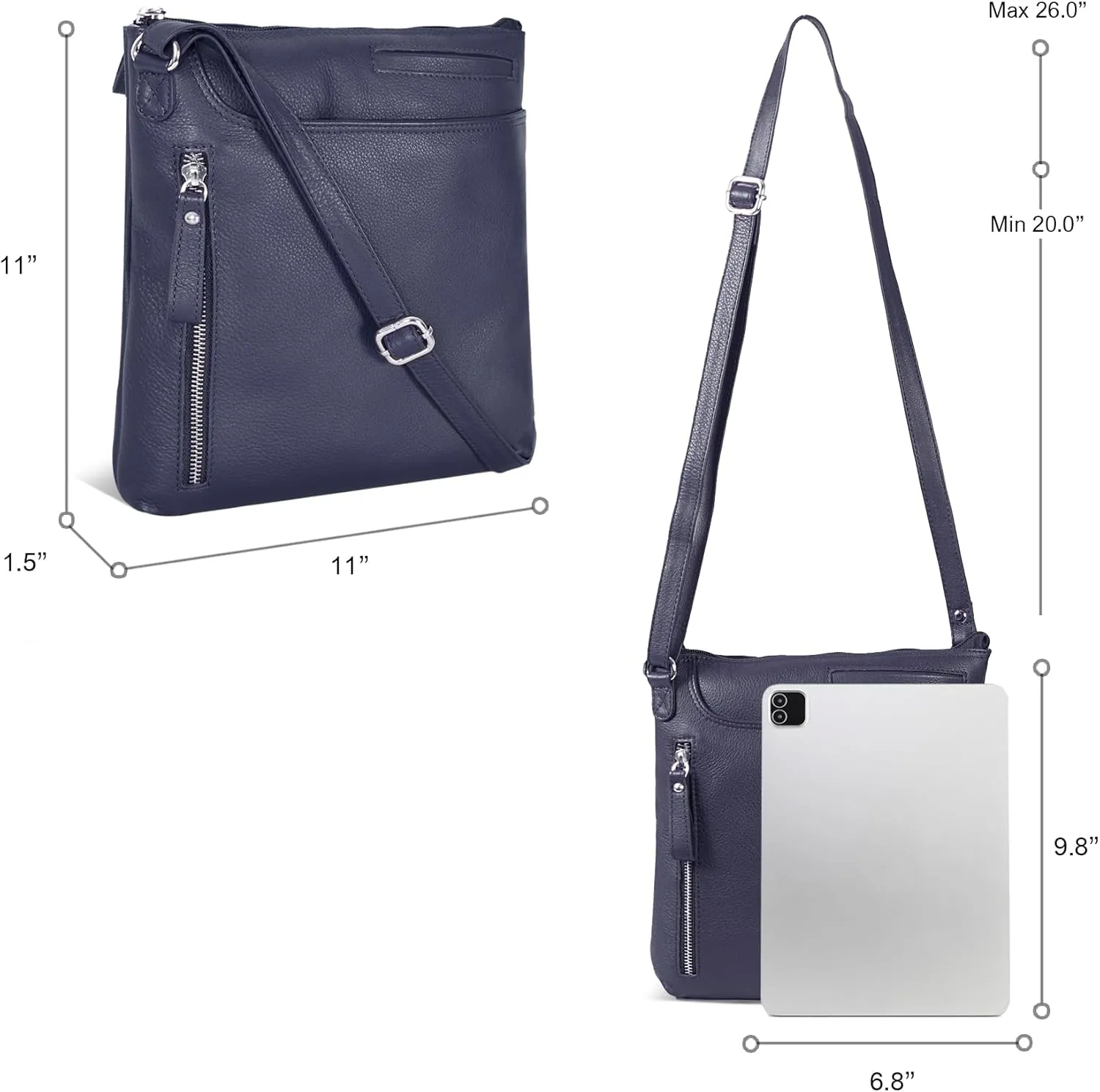 Leather Crossbody Bags for Women - Ladies Sling Handbags - Medium Cross body Purses Handbags - Purses For Women