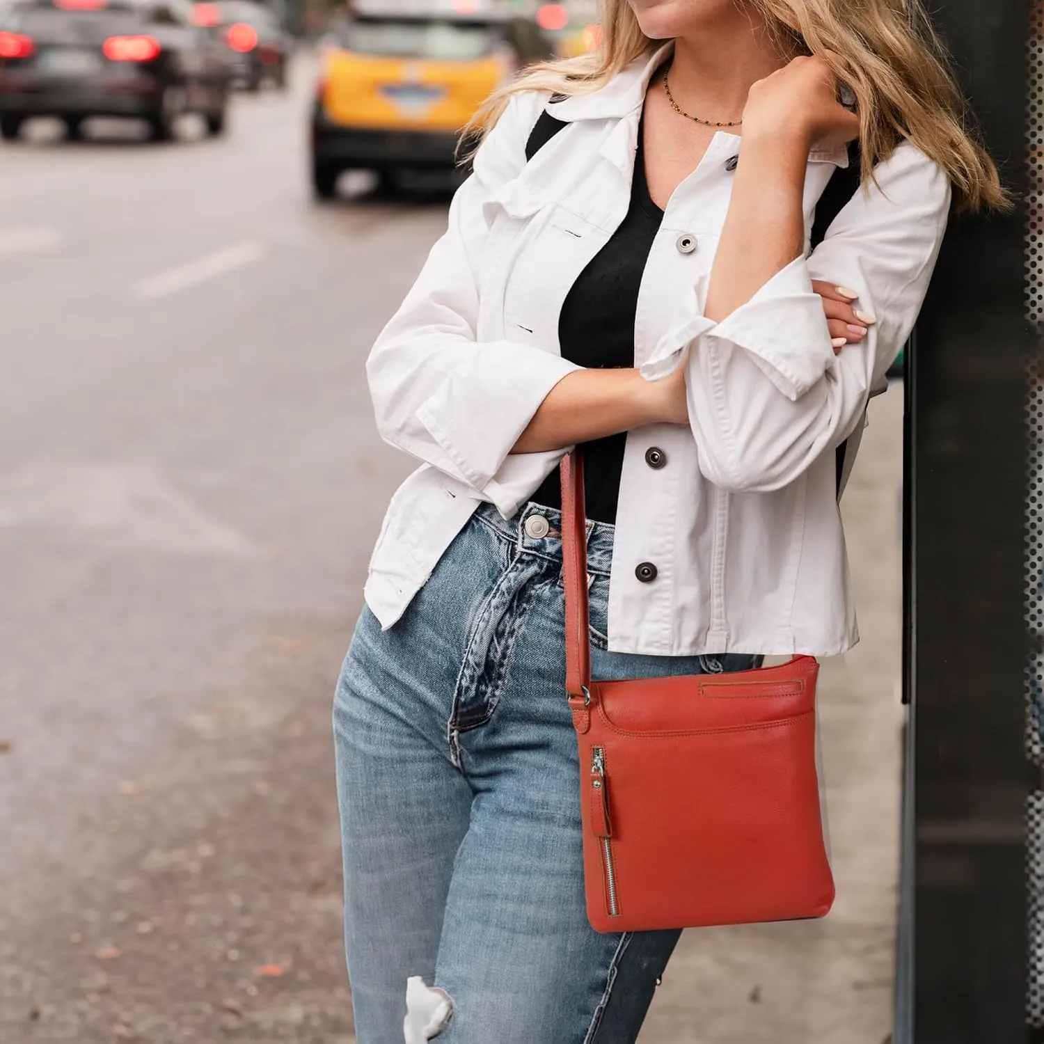Leather Crossbody Bags for Women - Ladies Sling Handbags - Medium Cross body Purses Handbags - Purses For Women
