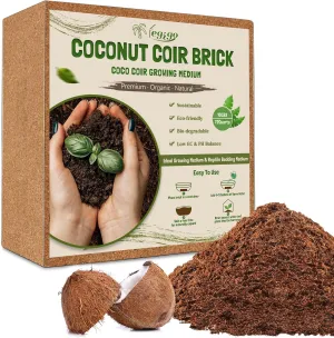 Legigo 10LBS Organic Coco Coir Brick for Plants- 100% Natural Compressed Coconut Coir Brick with Low EC & pH Balance, Coco Coir Fiber Grow Medium Potting Soil for Herbs, Flowers, Plants and Reptile