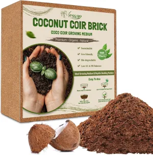 Legigo 10LBS Organic Coco Coir Brick for Plants- 100% Natural Compressed Coconut Coir Brick with Low EC & pH Balance, Coco Coir Fiber Grow Medium Potting Soil for Herbs, Flowers, Plants and Reptile