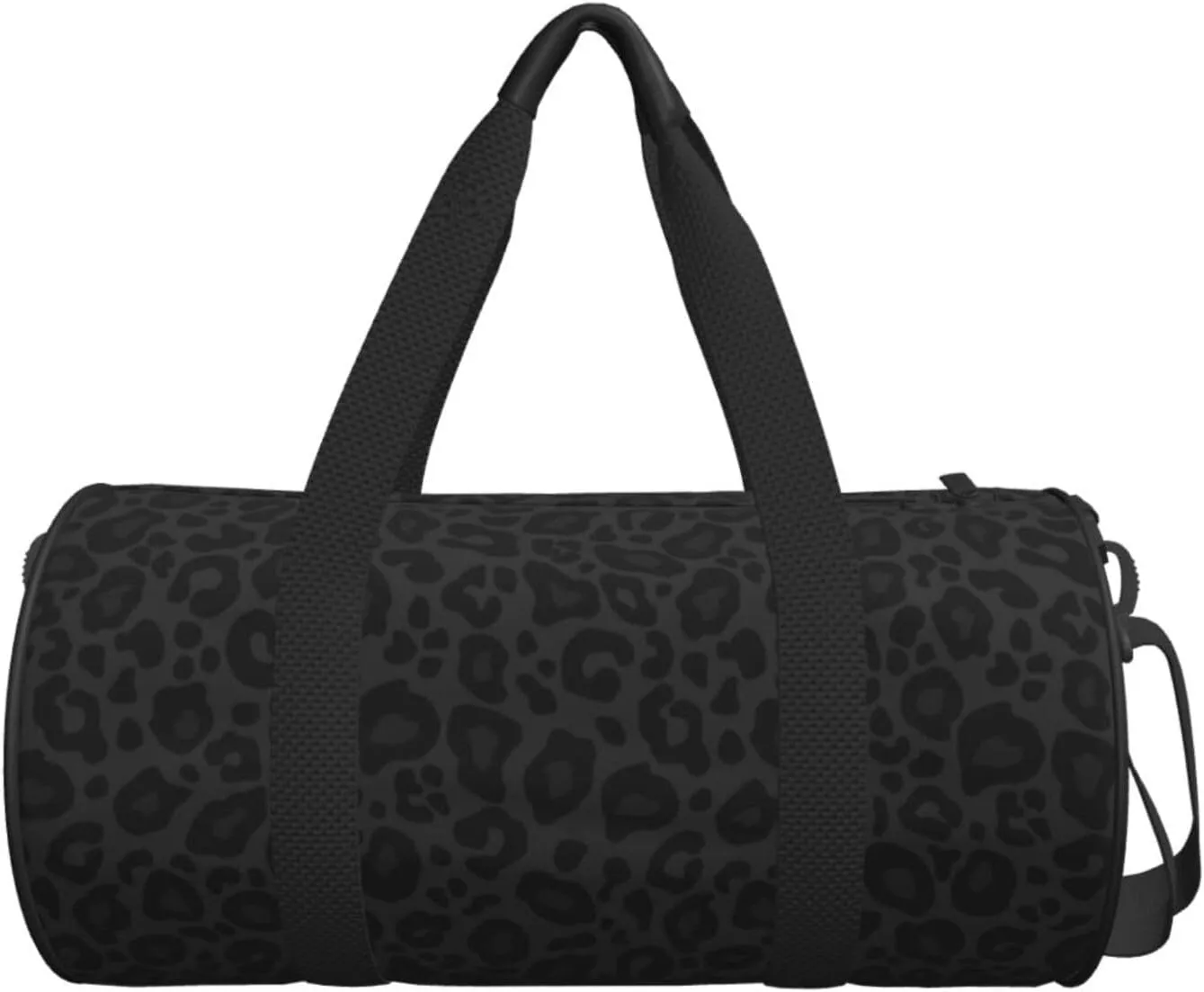 Leopard Print Black Background Sports Gym Bag Travel Duffel Bag Shoes Compartment For Men Women Foldable Lightweight Yoga Gym Sports Bag