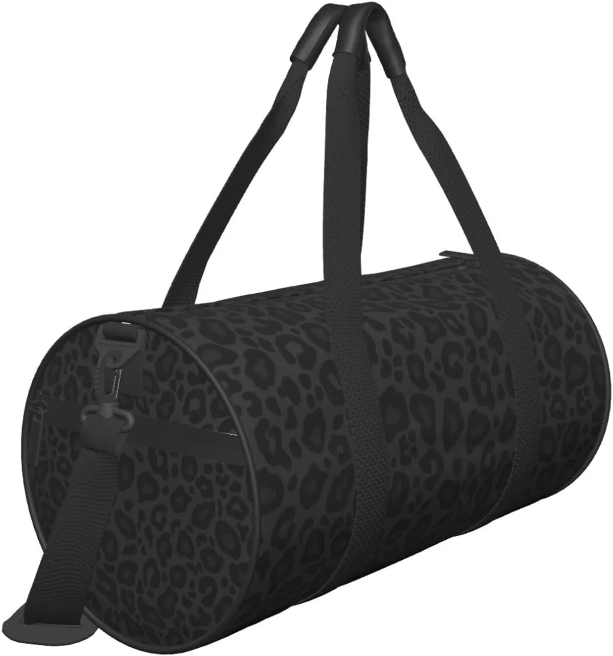 Leopard Print Black Background Sports Gym Bag Travel Duffel Bag Shoes Compartment For Men Women Foldable Lightweight Yoga Gym Sports Bag